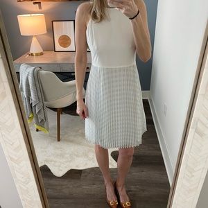 Ann Taylor Sleeveless Fit & Flare Baby Blue and White Spring Dress Size 0